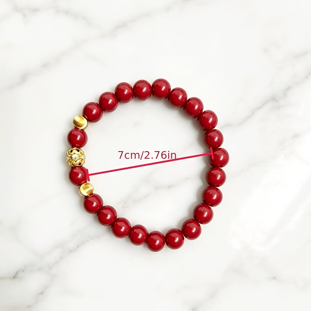 Handcrafted Red Cinnabar Lucky Buddhist Prayer Beads Necklace